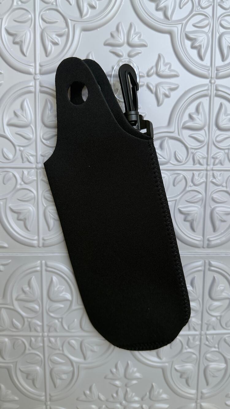 Black Neoprene Water Bottle Sleeve Holder Carrier Pouch w/ Clip NEW